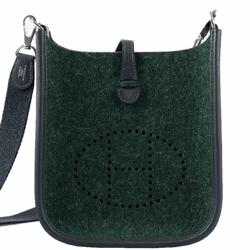 Compact crossbody bags for travelHermès Evelyne TPM 16 Vert Fonce Feutre Wool & Vert Anglaise Swift Palladium Hardware - 2019