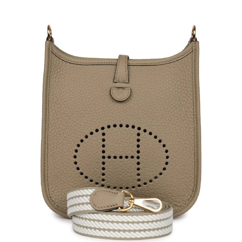 Designer bags with detachable strapsHermes Evelyne TPM Beige Marfa Clemence Gold Hardware