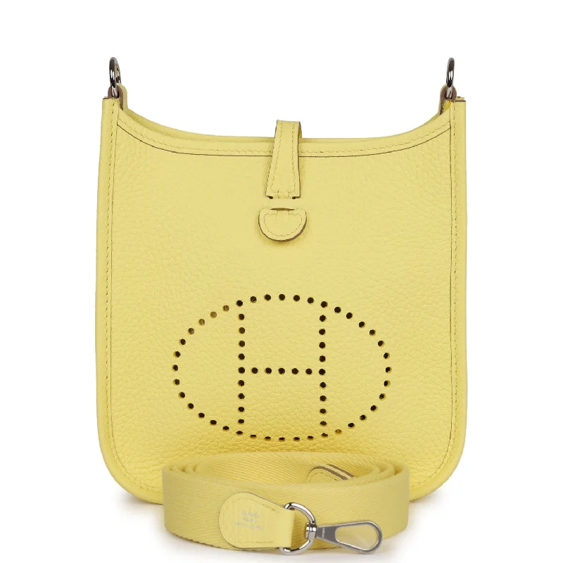 Trendy transparent PVC bagsHermes Evelyne TPM Limoncello Clemence Palladium Hardware