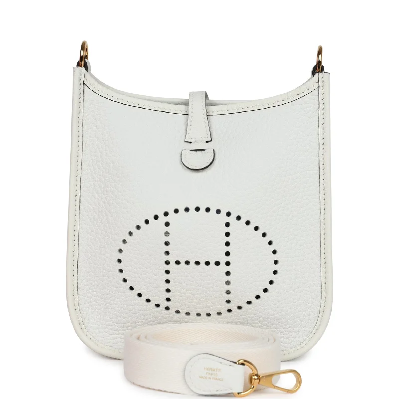 Mini bags for evening outHermes Evelyne TPM New White Clemence Gold Hardware