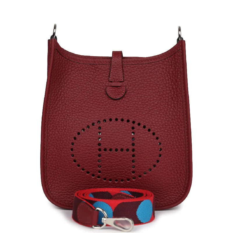 Designer bags with detachable strapsHermes Evelyne TPM Rouge H Clemence Palladium Hardware