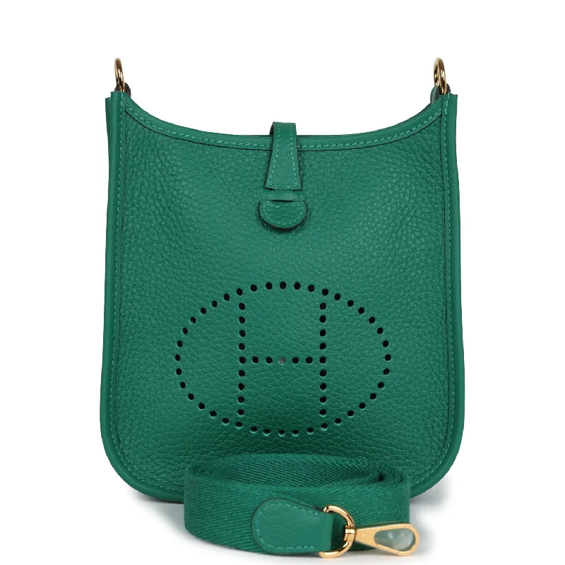 Luxury brand bags on saleHermes Evelyne TPM Vert Vertigo Clemence Gold Hardware