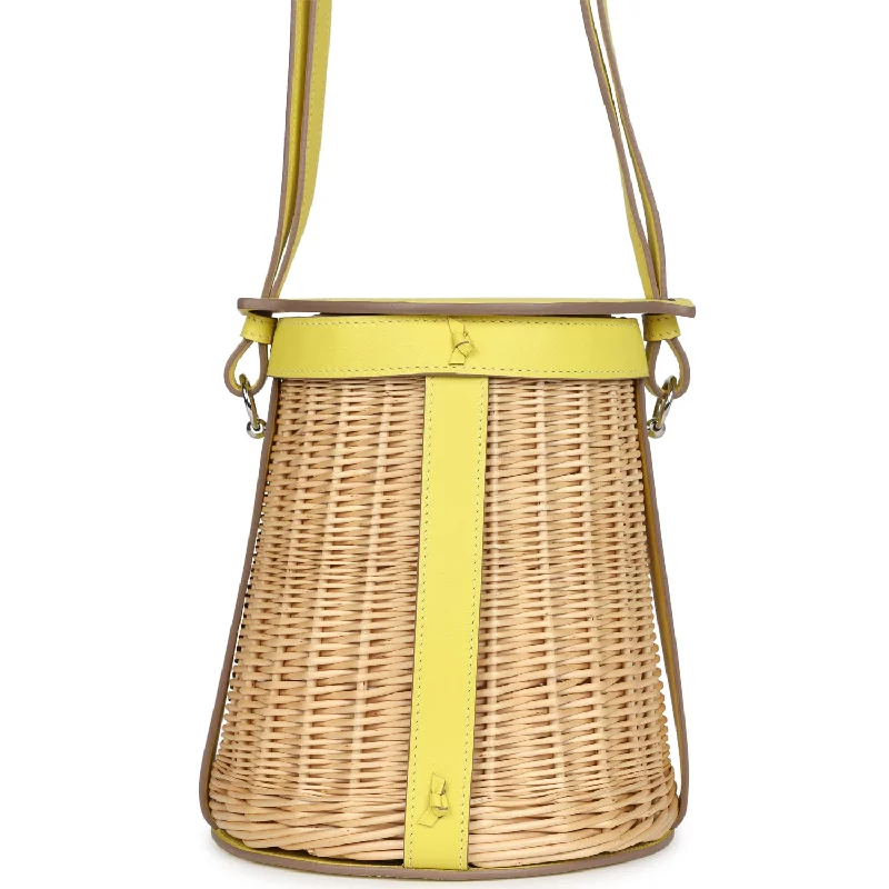 Affordable designer bag dupesHermes Farming Picnic Bag Lime Swift and Naturel Osier Wicker Palladium Hardware