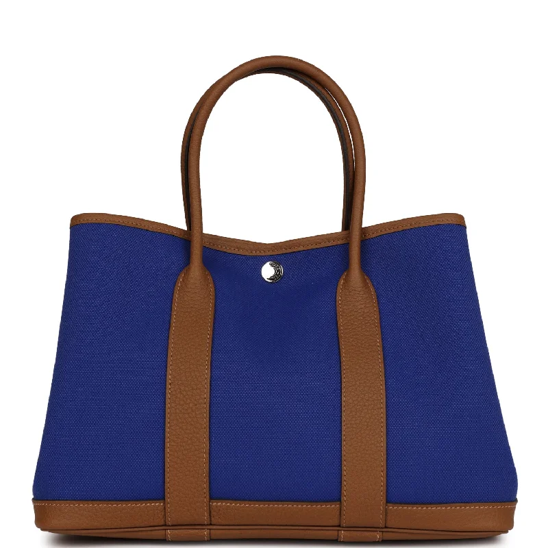 Best-selling designer bags 2025Hermes Garden Party 30  Bleu Electric Toile and Alezan Negonda Palladium Hardware