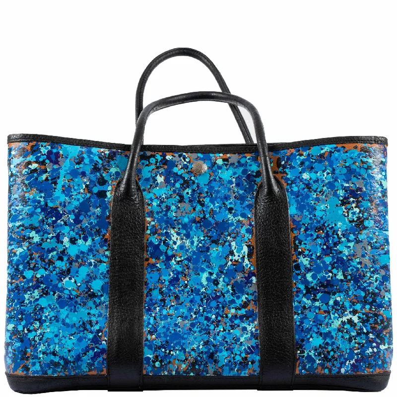 Affordable luxury bags Hermès Garden Party PM Black Buffalo Leather Trim "Caribbean Fizz" * JaneFinds Custom Shop