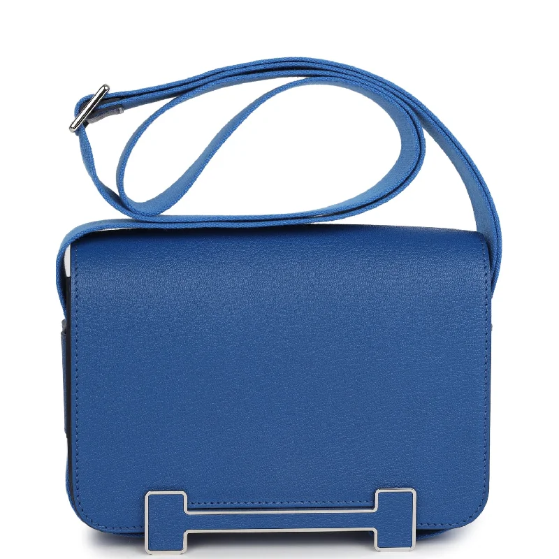 Luxury bags with chain strapsHermes Geta Bag Bleu France Chevre Palladium Hardware