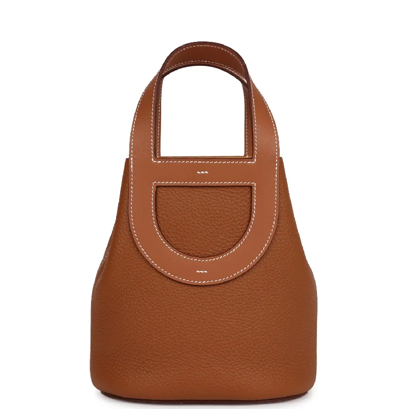 Designer bags with top handlesHermes In-The-Loop 18 Gold Clemence and Swift Palladium Hardware