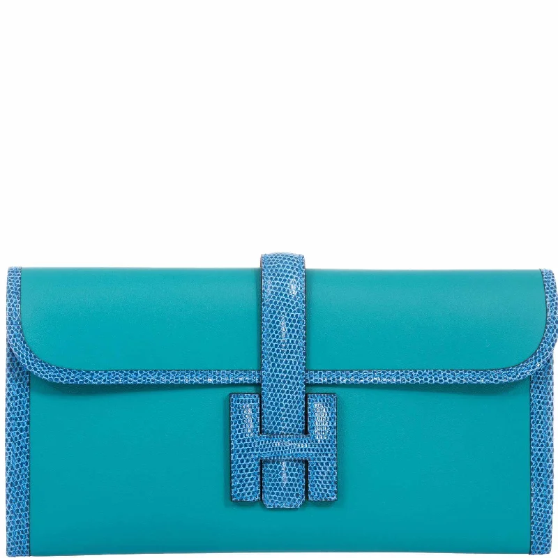 Vintage-inspired handbagsHermès Jige Elan in Bleu Paon Swift and Mykonos Lizard, 2018