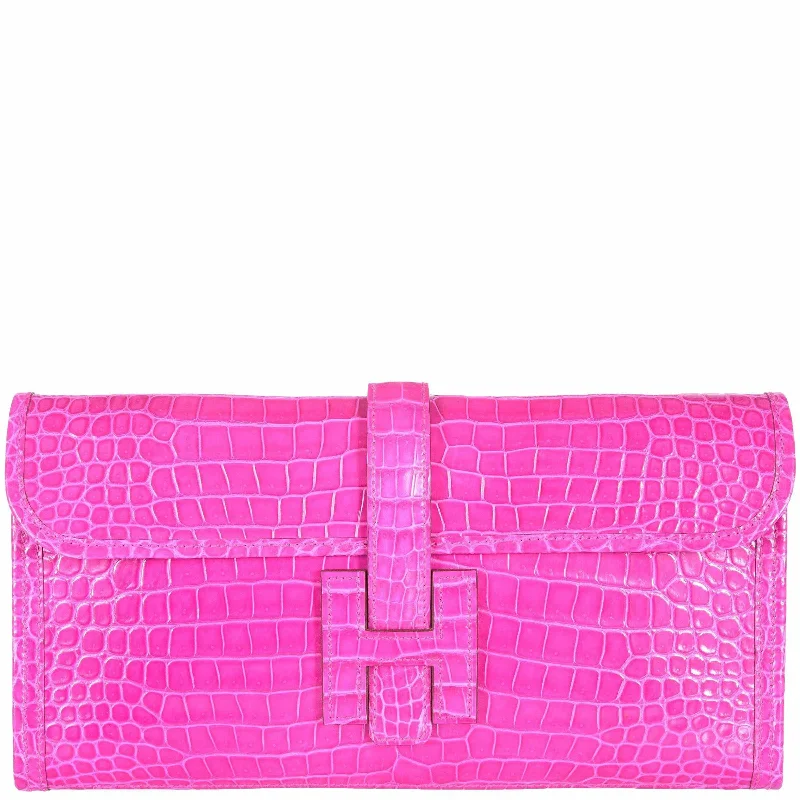 Trendy transparent PVC bagsHermès Jige Elan 29 Rose Scheherazade Shiny Porosus Crocodile Rare