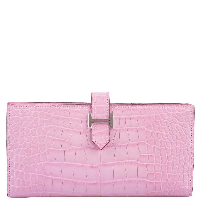 Mini bags for evening outHermès Bearn Wallet 5P Pink Matte Alligator with Palladium Hardware - 2020, Y