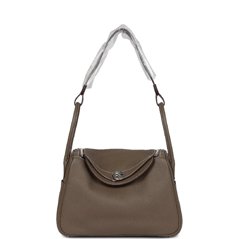 Vegan leather handbagsHermes Lindy 26 Etoupe Clemence Palladium Hardware