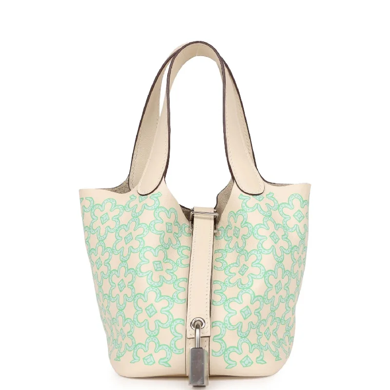 Designer bags with gold hardwareHermes Micro Picotin Lock 14 "Lucky Daisy" Nata Swift Palladium Hardware