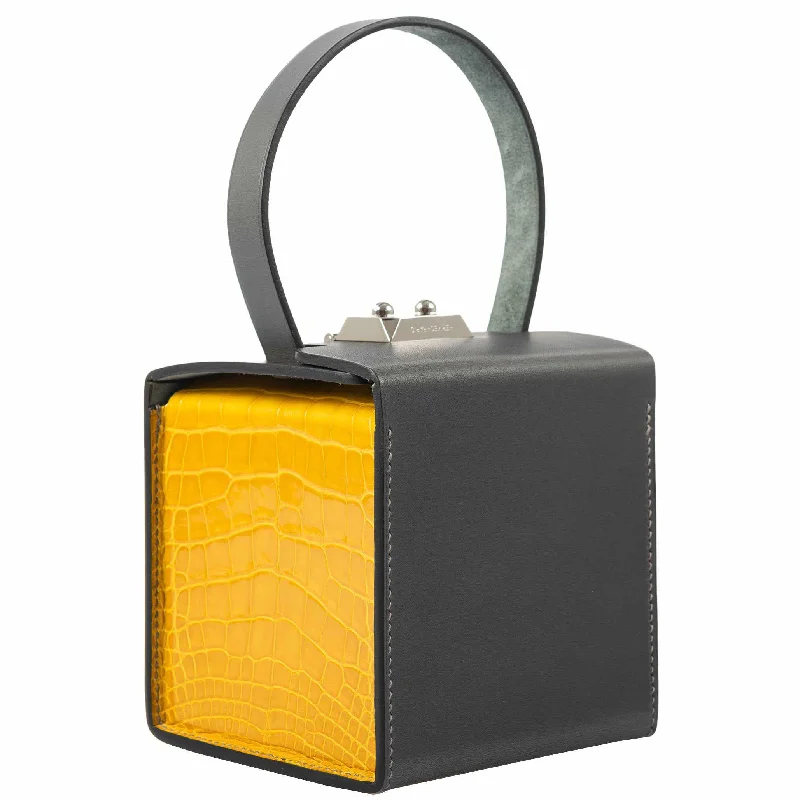 Luxury brand bags on saleHermès Minaudière petit h Box Bag, Gray, Saphir, Ambre Porosus Crocodile Silver Hardware