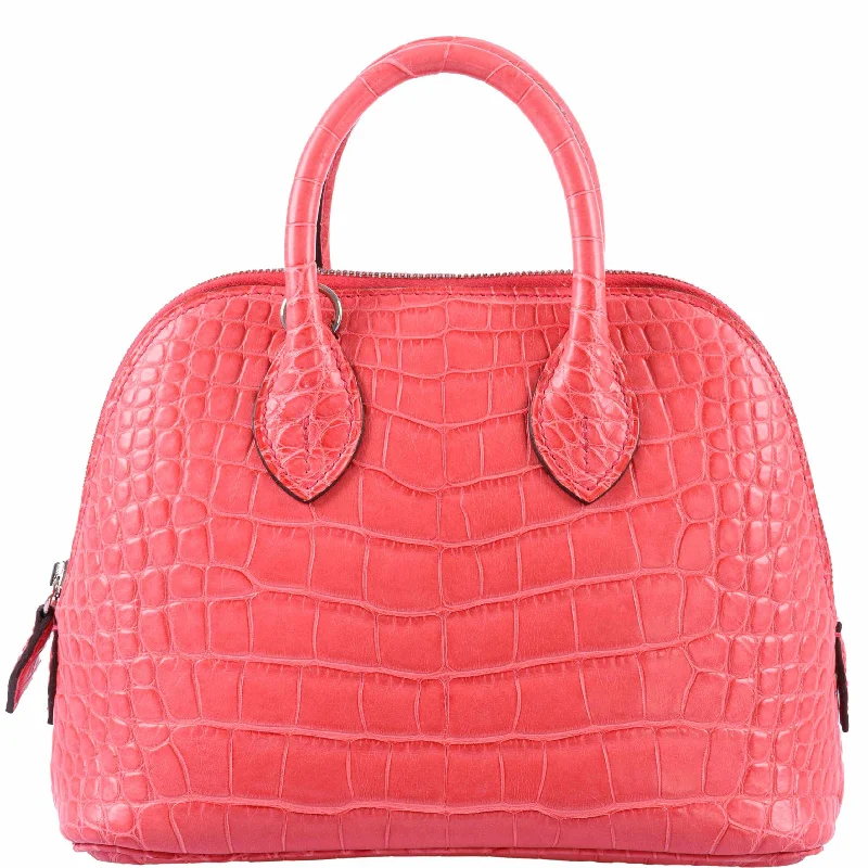 Luxury bags with exotic skinsHermès Mini Bolide Bougainvillea Matte Alligator Palladium Hardware - 2019, D