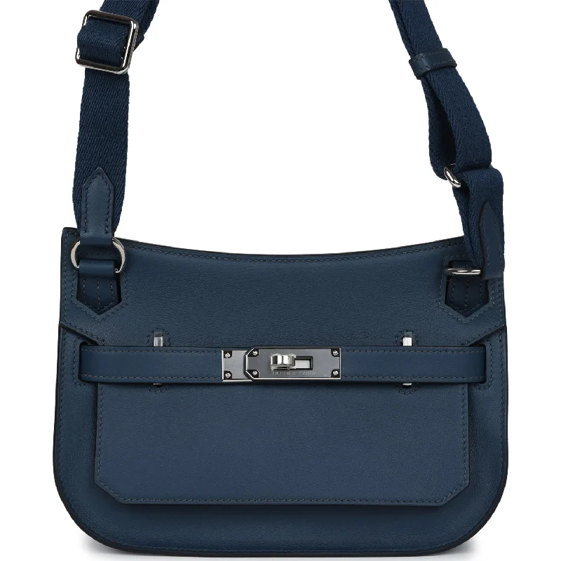 Designer bags with top handlesHermes Mini Jypsiere Bleu De Prusse Swift Palladium Hardware