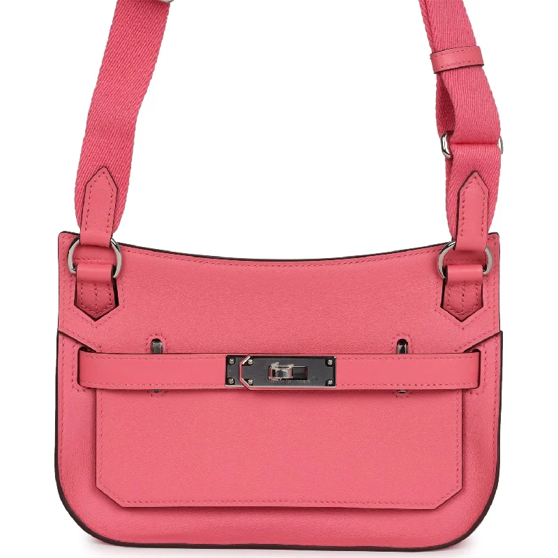 Compact crossbody bags for travelHermes Mini Jypsiere Rose Azalee Swift Palladium Hardware