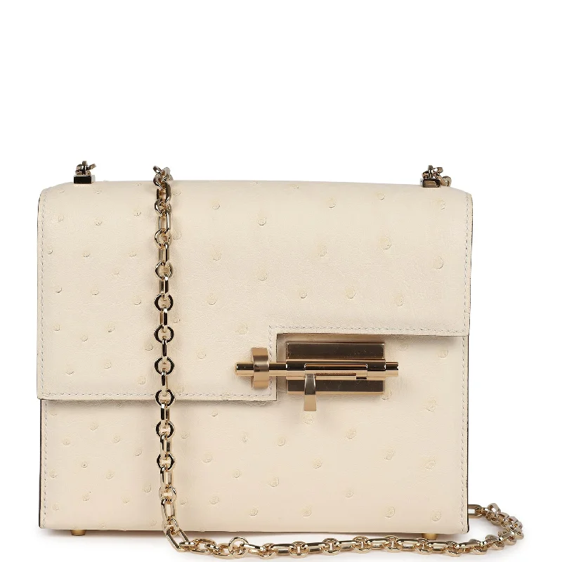 Vintage-inspired handbagsHermes Mini Verrou Chaine Bag Nata Ostrich Permabrass Hardware