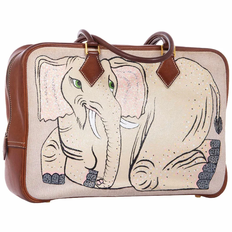 High-quality leather messenger bagsHermès Plume 32 Canvas Barenia "The Elephant and The Eagle" * JaneFinds Custom Shop