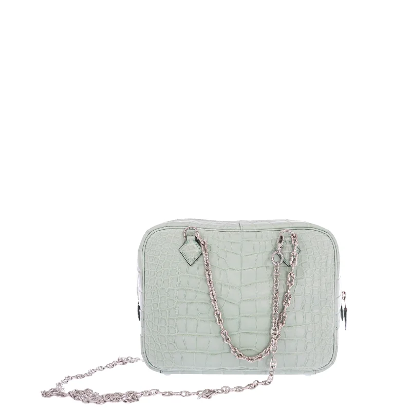 Lightweight duffle bags for gymHermès Mini Plume Chaine Matte Alligator Vert D'eau Palladium Hardware