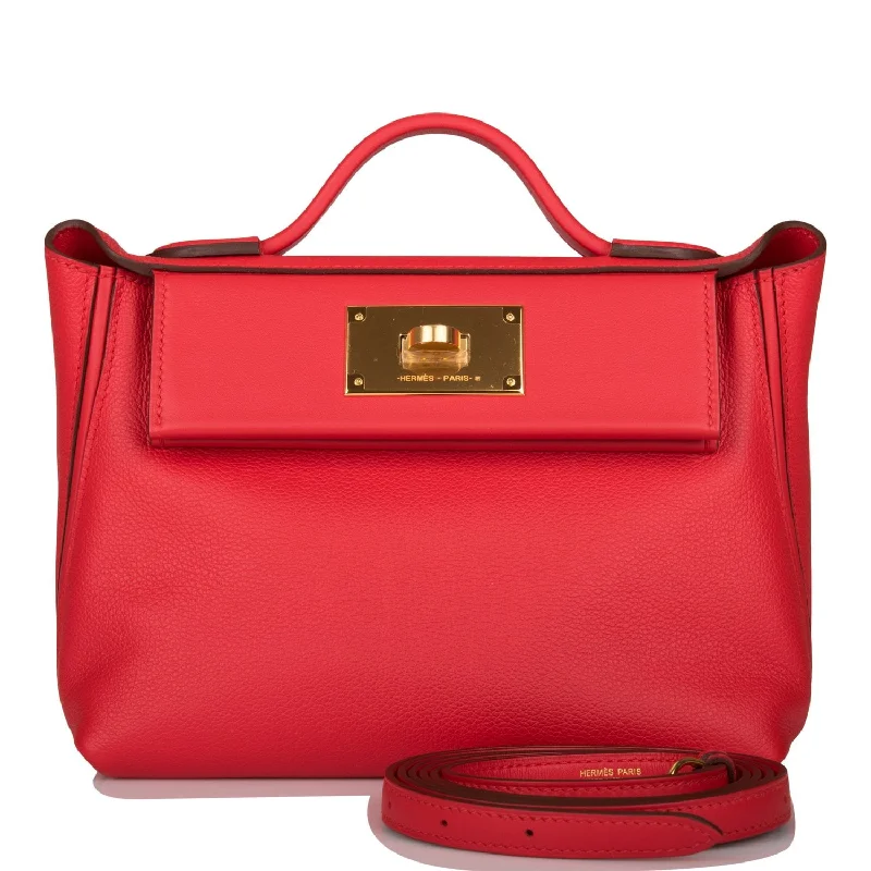 Designer bags with top handlesHermes Mini 24/24 Bag Rouge de Coeur Evercolor and Swift Gold Hardware