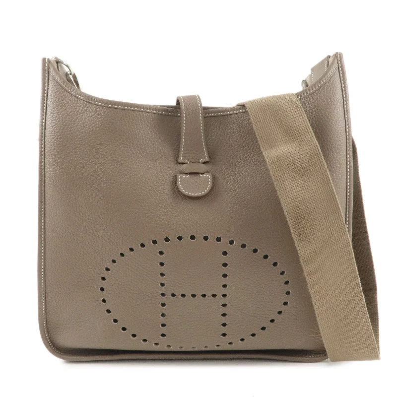 Eco-friendly tote bags for shoppingHERMES Taurillon Clemence Evelyne 3GM 笆｡JO Stamped Shoulder Bag