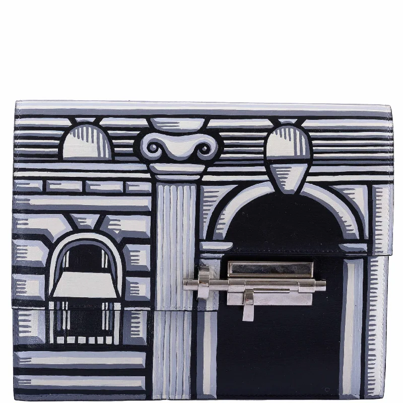 High-end designer bags for menHermès Vintage Verrou Clutch Custom Painted  "Faubourg Fornasetti" Palladium Hardware