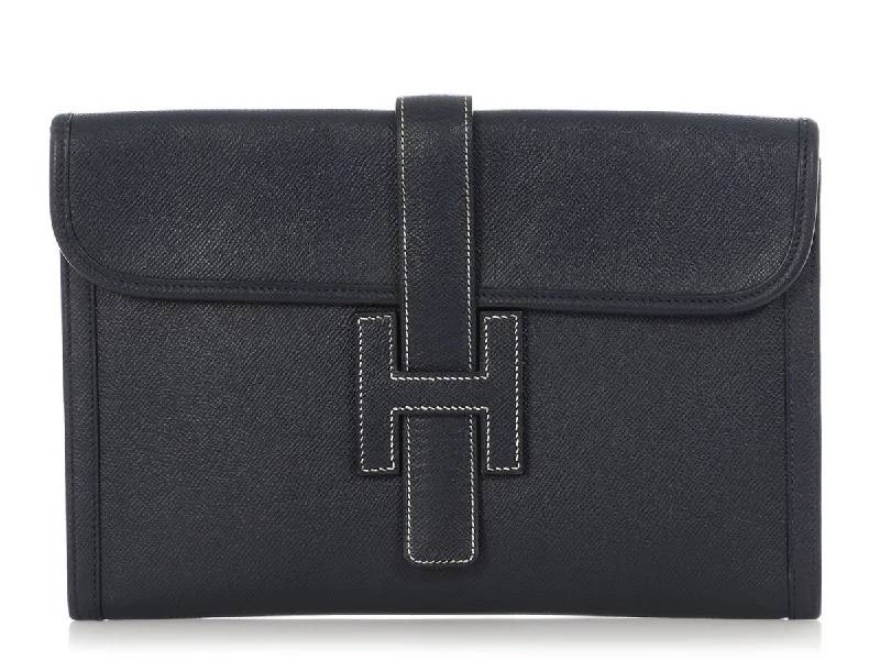 Elegant clutch bags for weddingsHermès Vintage Navy Courchevel Jigé 29