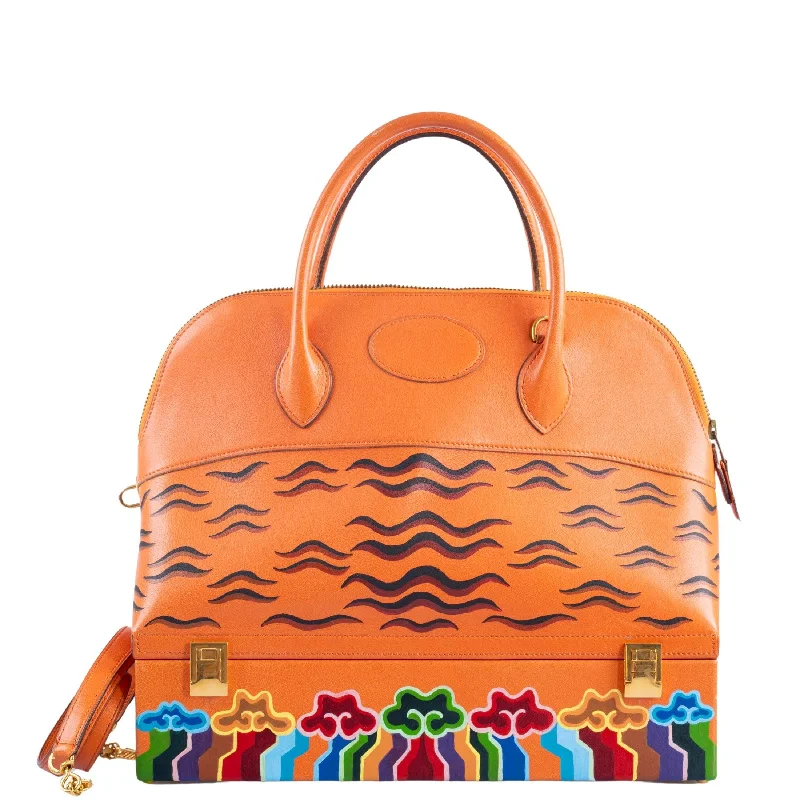 Best tote bags for workVintage Hermès Custom Painted ‘Tibetan Tiger’ Bolide MacPherson Orange H Gulliver Gold Hardware