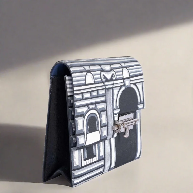 Luxury bags with exotic skinsVintage Hermès Verrou Clutch Custom Painted  "Faubourg Fornasetti" Palladium Hardware